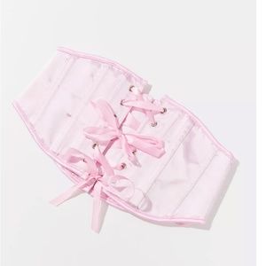 Satin Corset Pink Hipster Hippie Glam Chic Sexy Elegant Topper Blouse Hip Top